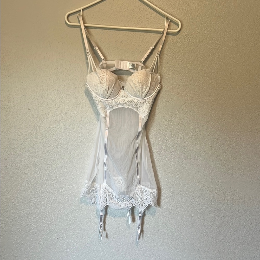 Frederick's of Hollywood White Lace Chemise